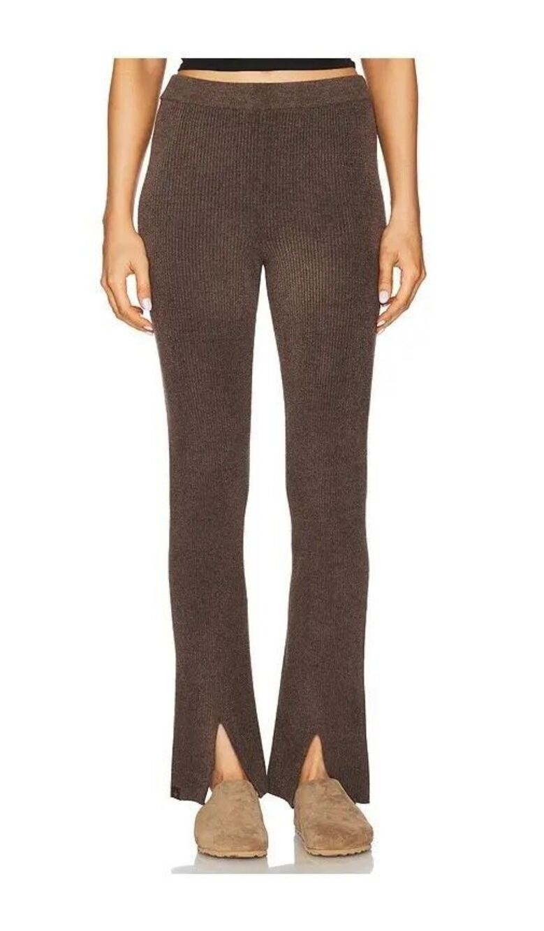 Barefoot Dreams CozyChic Ultra Lite Brown Slim Slit Pant Women’s size Medium